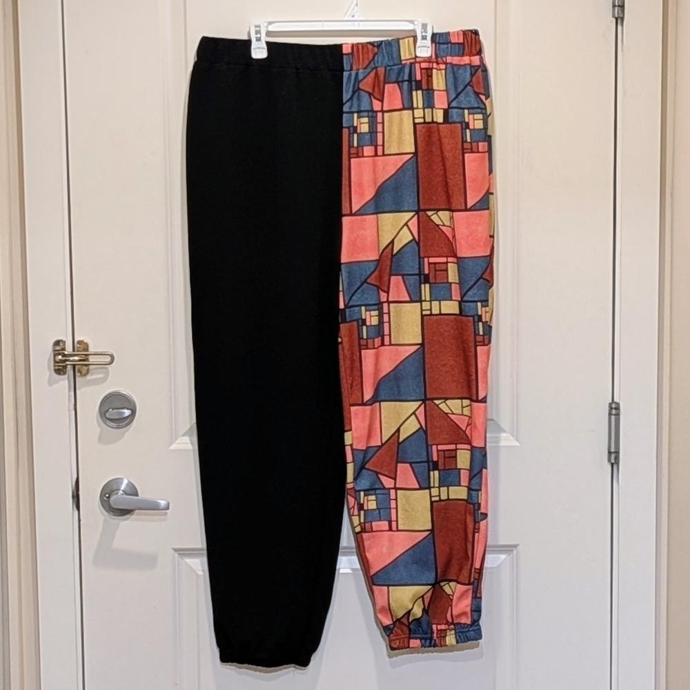 3/$30 EUC SHEIN Curve 3X Mondrian Inspired Two Tone Track Pants
